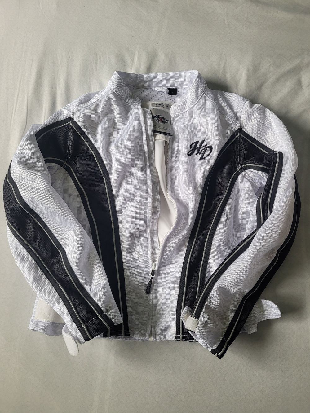 Harley Davidson Womens White and Black HD Logo Motorcycle Jacket